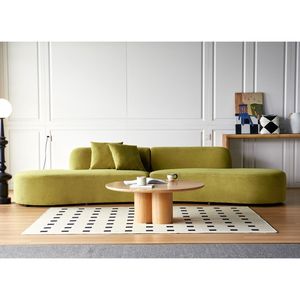 Divano di Lusso Curvo in Velluto da 335 cm con Design a Mezzaluna, 6 Posti, Schiuma ad Alta Densità, Cuscini Decorativi per Soggiorno Moderno - Product Image 1