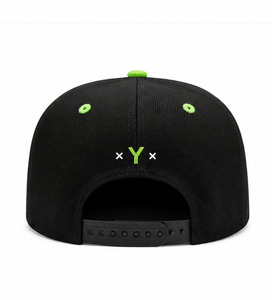Casquette Snapback à visière plate avec logo personnalisé, broderie noire et verte sur le panneau avant, unisexe, réglable, 6 panneaux, casquette de baseball décontractée - Product Image 3