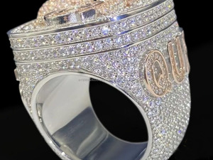Luxury Men's 925 Sterling Silver Moissanite Diamond Cocktail Hip Hop <b>Iced</b> Out <b>Ring</b> Pave Setting Letter Q Design Everyday Wear - Product Image 4