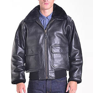 Blouson d'hiver pour homme en cuir pleine fleur et toile, style motard vintage, écologique, streetwear, modèle A2 Bomber - Product Image 4