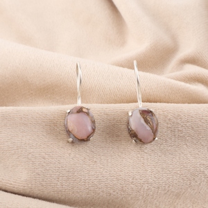 Designer Classy And Trendy Pink <b>Opal</b> Turquoise Gemstones <b>Earring</b> Jewellery In 925 Sterling Silver Plated For Women And Girls - Product Image 2
