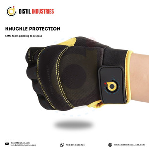 Guantes de Trabajo Tácticos de Cuero Distil Industries, Negros y Amarillos, Largos hasta la Muñeca, Duraderos, para Uso en Exteriores - Product Image 5
