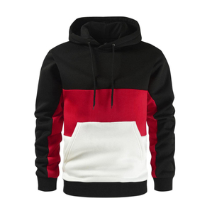 Sweat-shirt à capuche personnalisé OEM pour hommes, 100% coton, patchwork, motif uni, logo personnalisable, teinture unie, pour la saison hivernale - Product Image 1