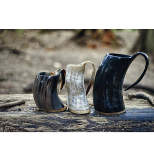 Mug en corne africaine, mug à bière et à café de style viking, véritable mug à café en corne de bœuf avec base en bois - Product Image 3