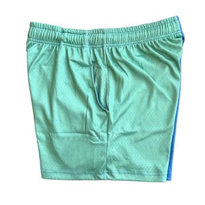 Shorts de sport décontractés pour hommes à séchage rapide, en maille, avec blocs de couleur, taille élastique, mi-longs, design à empiècements bleu-vert - Product Image 4