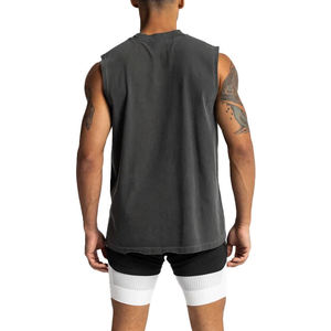 Loose-Fitting Cotton O-Neck Anti-Wrinkle Breathable Vintage American-Style Hip Hop Knitted <b>Vest</b> Tank Top TEE - Product Image 2