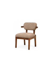 Fauteuil moderne en bois massif avec siège rembourré et dossier incurvé, chaise de salle à manger de style mid-century pour restaurant et mobilier d'hôtel - Product Image 2