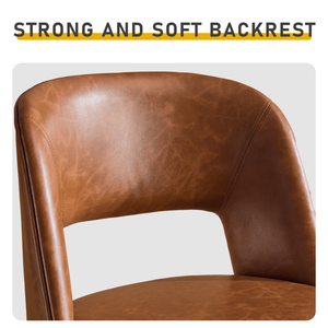 2pcs Brown PU Swivel Bar Stools with Open Backrest and Metal Legs - Product Image 5