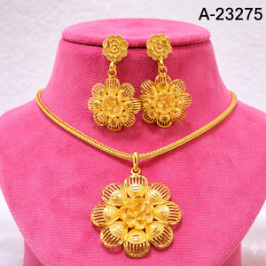 Conjunto de Collar y Pendientes Florales de Circones Chapados en Oro de 24K Estilo Indio de Moda para Mujer, Joyería para Compromiso, Boda y Fiesta - Product Image 3