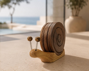 Juego de Posavasos de Madera con Diseño de Caracol, Hechos a Mano, Decorativos, con Diseño de Animales Lindos, Accesorios de Mesa para el Hogar y la Oficina - Product Image 1