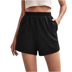Women's <b>Navy</b> Solid Color Low Waist Regular Fit Knitted Polyester/Cotton Casual <b>Shorts</b> with Pockets Breathable Anti-Wrinkle - Product Image 4