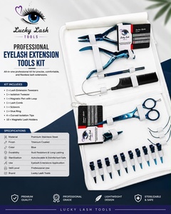 Kit de Extensión de Pestañas de Uso Profesional Lucky Lash Tools, Tijeras Grandes de Acero Inoxidable con Plasma Azul, Peine para Extensiones de Cabello - Product Image 1