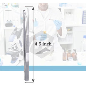 Pinzas de disección de tejido con punta de diente de rata 1x2, rectas, de acero inoxidable quirúrgico, 4.5" (11.43cm), Instrumentos Médicos - Product Image 3