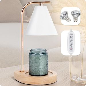 Lampada Scaldacandele con Base in Legno Retrò, Decorazione per la Casa, per Candele in Barattolo Piccole e Grandi, Lampada Riscaldante a 2 Lampadine - Product Image 1