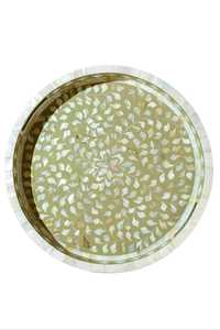 Plateau de service et de rangement élégant fait main avec incrustation de nacre, organisateur en mosaïque de coquillages de nacre de qualité supérieure pour présentation sur table, repas - Product Image 5
