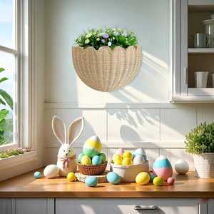 Panier mural en rotin au meilleur prix, décoration de Pâques, style vintage oriental, écologique et durable, fabriqué au Vietnam - Product Image 4