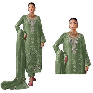 Costume pakistanais pour femmes, best-seller, avec broderie et travail de sequins, et travail de cristaux Khatli, pour un usage quotidien ou décontracté. - Product Image 5