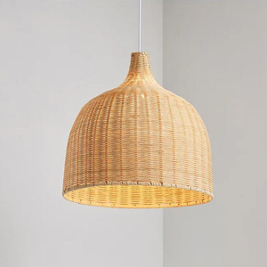 Abat-jour suspendu en rotin rustique, lampe suspendue en rotin - Product Image 2
