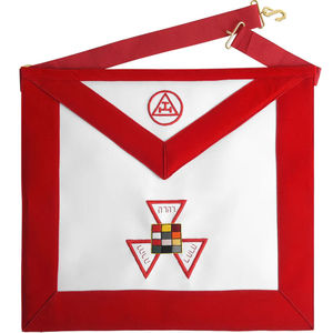 Tablier maçonnique personnalisé brodé, motif croix rouge et blanche, badge à coudre, style classique, accessoire vestimentaire - Product Image 1