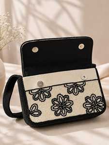 Artisan Hand-Beaded Linen Tropical Saddle Palm <b>Tree</b> Clutch <b>Bag</b> | Premium Embroidery Silk Screen Printed Waterproof Daily Use - Product Image 5