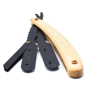 High Quality German Stainless Steel <b>Men's</b> Beard Shaving Razor Cut Throat Design with Wooden Handle shaving razor for sale - Product Image 2