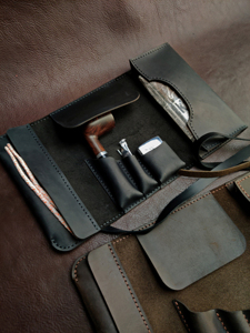 Estuche Enrollable para Pipas de Tabaco, Hecho a Mano, de Cuero Genuino, Resistente, a Prueba de Olores, Accesorios Personalizados para Fumar (110 Caracteres) - Product Image 1