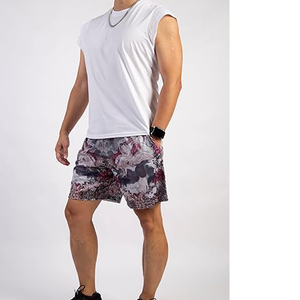 Shorts de basketball pour hommes style urbain, poids moyen, séchage rapide, motif camouflage floral en maille, 100 % polyester, vente en gros - Product Image 4