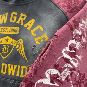 เสื้อฮู้ดดี้โอเวอร์ไซส์ Snow Grace Worldwide ประดับคริสตัลทั่วตัว แขนเสื้อแบบแร็กแลน ผ้าคอตตอนผสม สตรีทแวร์ ลายพิมพ์  สำหรับทุกเพศ - Product Image 6