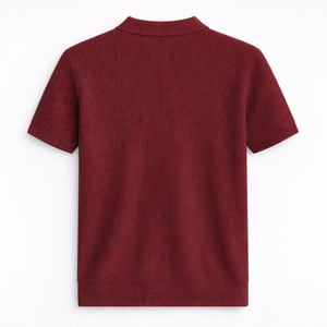 Polo en maille côtelée ondulée pour homme, manches courtes, coton premium, texture côtelée, coupe ajustée, décontracté et élégant, idéal pour l'été, vente en gros - Product Image 5