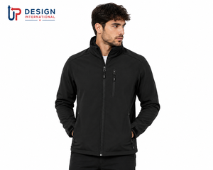 Veste softshell noire pour homme personnalisée, imperméable, coupe-vent, doublée de polaire, pour la randonnée en plein air, vêtements de travail, avec logo personnalisé - Product Image 3