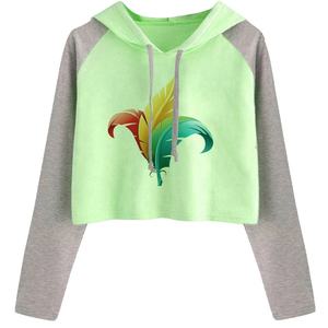 Women's for Crop Hoodie Casual Winter Wear Full Sleeve Fleece Knitted <b>Sweatshirt</b> Eco Friendly <b>Embroidery</b> Design - Product Image 5