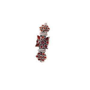 Antique Silver Plated Brass Beaded Flower Design <b>Red</b> Garnet Vintage Handmade Women's Anniversary Gift <b>Bracelet</b> - Product Image 6