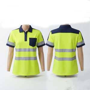 เสื้อโปโลทำงานแบบระบายอากาศได้ดี พรีเมียม 180 GSM ผ้าโพลีเอสเตอร์เบิร์ดอาย สีเหลือง แถบสะท้อนแสง พิมพ์โลโก้ตามสั่ง - Product Image 2