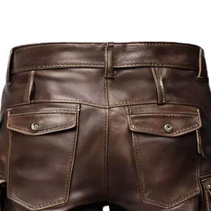 Shorts de moto en cuir pour homme avec poches cargo, respirants et à séchage rapide, taille plus, marron, toutes saisons - Product Image 3