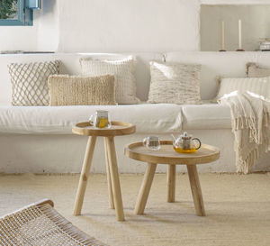 Solid Teak Wood <b>Round</b> Outdoor Side <b>Table</b> Modern Natural Finish for Garden Beach Park Hotel or Villa Exterior - Product Image 3
