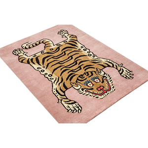 Tibetan Tiger Hand Tufted Wool Blush Pink Animal Print Coastal Eco-Friendly Organic Luxurious Home Decor Pile Area Rug - Product Image 3