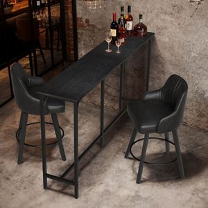 Mesa de Bar Negra de 71 Pulgadas con Tablero de MDF Resistente, Estructura Metálica, Capacidad de 209 Libras, Altura de Bar, para Cocina/Hogar, Barra de Bar, Uso en Clubes - Product Image 5
