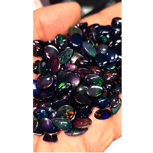210 Pièces d'Opale Noire Éthiopienne Naturelle, Cabochons Ovales, Poire et Rectangulaires de 8x6, 9x7, 10x8, 11x9mm, Lot de 245 carats, Iroc Sales, Effet de Couleur, 161,70 $ US - Product Image 4