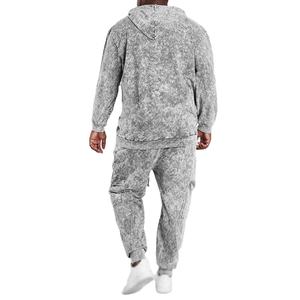 Sweat-shirt à capuche pour homme grande taille, gris, en coton délavé, coupe décontractée, manches longues, avec cordon de serrage et poche, idéal pour l'automne - Product Image 2