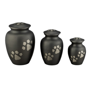 Modern Black American Style Bronze Pet Urn Classic Paw Pattern Cremation <b>Ashes</b> <b>Casket</b> Black Golden Brass Metal Funerals - Product Image 2