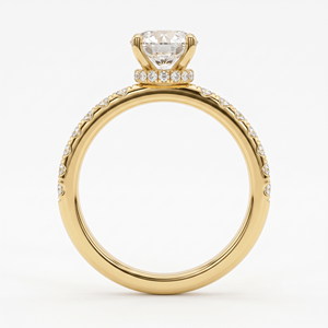 Elegante Anillo de Compromiso con Diamante Cultivado en Laboratorio, Corte Brillante Redondo, Chapado en Oro de 18K/14K, Halo Oculto, Joyería Fina para Mujer - Product Image 5