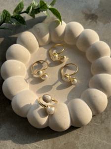 Anillo Abierto Ajustable Chapado en Oro con Doble Perla de Agua Dulce, Anillo Delicado con Perla Barroca, Joyería de Piedra de Nacimiento de Junio - Product Image 5