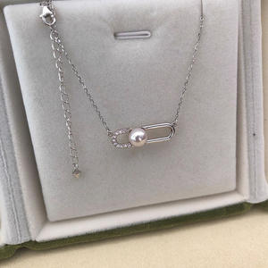 สร้อยคอเงินแท้สไตล์ญี่ปุ่น AKOYA พร้อมจี้มุกและโซ่คล้องไหปลาร้าแบบคลิปหนีบกระดาษ ขายส่งจากบริษัท Zhuji - Product Image 3