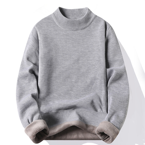 Suéter de cuello alto para hombre, de punto, color liso, forrado de lana, grueso, térmico, para otoño - Product Image 4