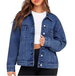Chaqueta Vaquera Azul para Mujer, Talla Grande, Cierre de Botones, Cálida para Invierno, Transpirable, OEM, Personalizada, Venta al Por Mayor - Product Image 1