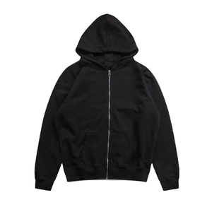Sudadera con capucha y cremallera de algodón de 450 g/m² personalizada, extragrande, con cremallera de diamantes de imitación para hombre - Product Image 2
