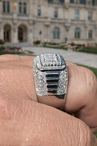 Bague Signet Carrée en Diamant CZ Glacé, Style Hip Hop, Bague de Fiançailles, Bague de Mariage, Cadeau Diamant, Bague Unisexe Homme/Femme, Bague d'Anniversaire - Product Image 3