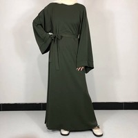 Abaya personnalisée grande taille sans couture, basique et unie, style Arabie Saoudite, avec ceinture offerte, en polyester de haute qualité, pour femmes musulmanes, modeste et simple, coupe maxi