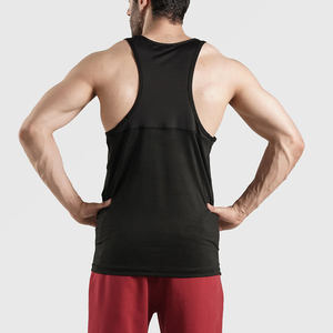 <b>Men's</b> Black Solid Color O-Neck Sleeveless Tank Top Casual Breathable Knitted Polyester Workout <b>Vest</b> - Product Image 6