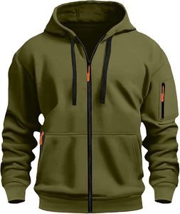 Men's Winter Warm Zip Hoodie <b>Thick</b> <b>Fleece</b> Hooded Sweatshirt with Full Front Zipper Adjustable Hood and Soft Interior for Cold - Product Image 4